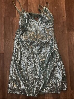 Lulu's Silver Sequin Mini Dress